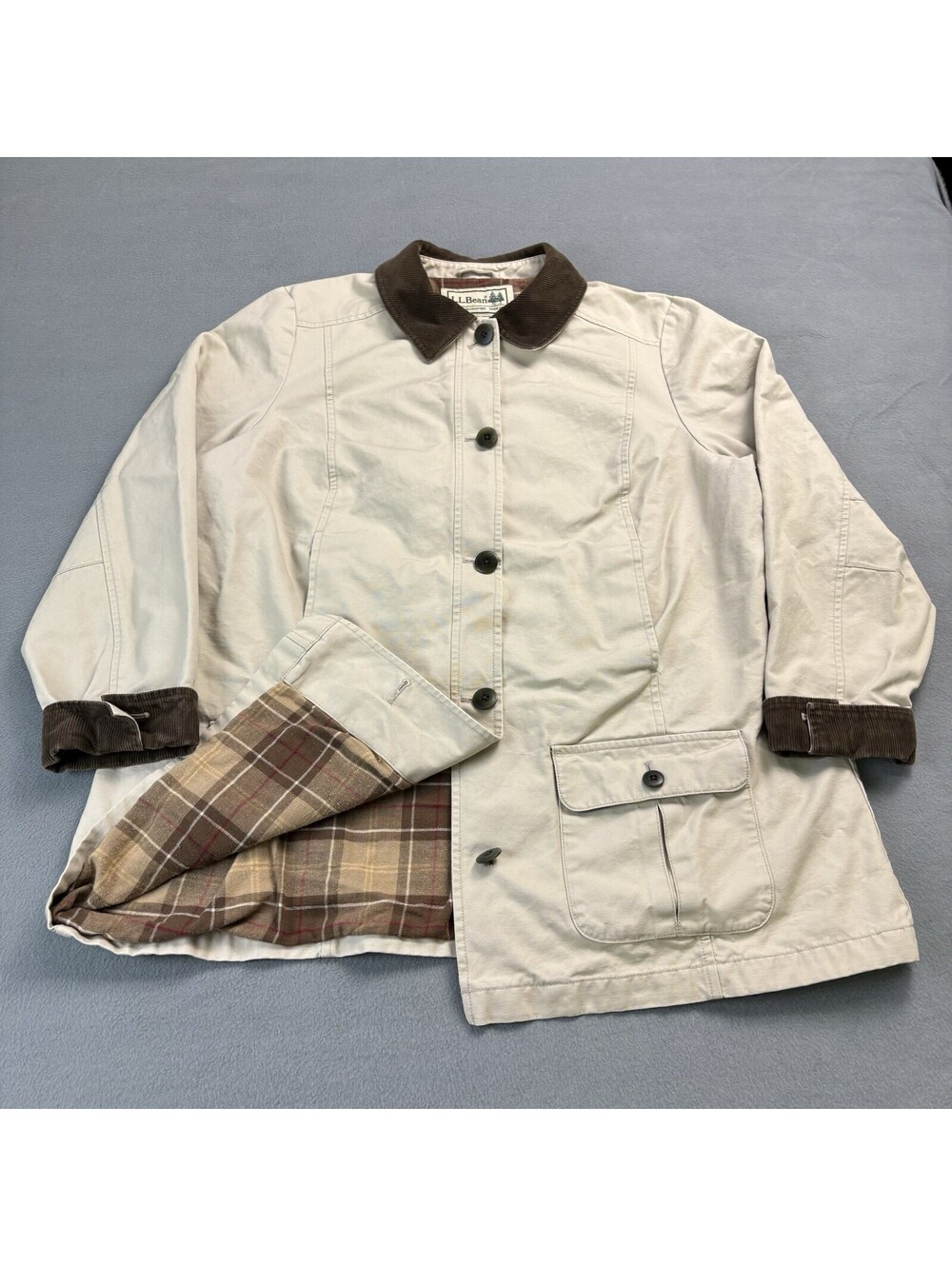 Vintage LL Bean Flannel Lined Adirondack Barn Coat Women’s Size 1X Beige